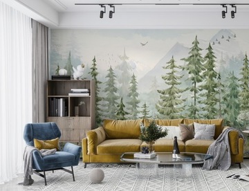 Фотообои для детей, лесные обои, лесные горы, деревья, на заказ, бесплатный клей