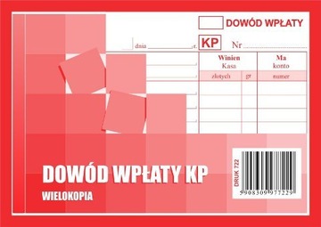 Druk KP Dowód wpłaty A6 wielokopia bloczek 80 kart