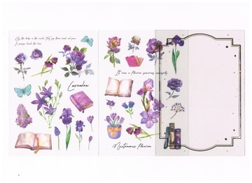 NAKLEJKI SCRAPBOOKING 2ARK KWIATY RÓŻE KSIĄŻKI