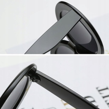 Modne okulary przeciwsłoneczne w stylu retro damskie okrągłe futurystyczne czarne oprawki szare soczewki