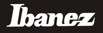 Наклейка с логотипом IBANEZ на грифе гитары.