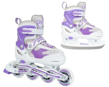 Łyżworolki 2w1 SPARTAN Purple-White (34-37) ABEC7