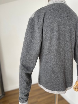 ALLUDE szary lekki sweter kardigan z kołnierzykiem 100% KASZMIR M/L premium
