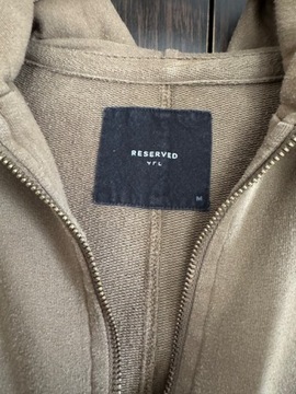 Bluza męska M Reserved khaki z kieszenią z kapturem z zamkiem