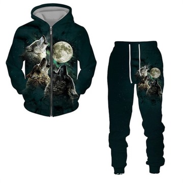 Bluza z kapturem z kapturem z nadrukiem 3D Animal wolf dla dwojga