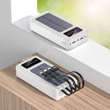 Портативное зарядное устройство PowerBank на солнечных батареях с цифровым дисплеем, 20000 мАч
