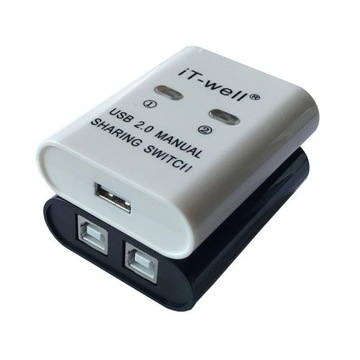 Ręczny przełącznik udostępniania USB 2.0, przenośny, 1 wyjście, biały