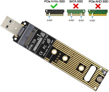 АДАПТЕР M.2 NVMe SSD на USB 3.1 3.0 M, ключ M, B+M