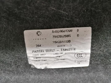 SMART 453 A453 FORFOUR POLIČKA ZADNÍ KUFRU ORIGINÁLNÍ 2014-