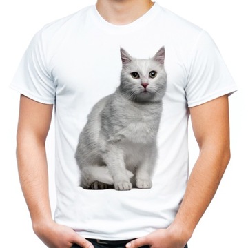 Koszulka z białym kotem kotkiem biały kotek t-shirt na prezent kot XXL