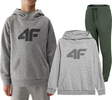 4F DRES CHŁOPIĘCY BLUZA SZARA + SPODNIE KHAKI 152
