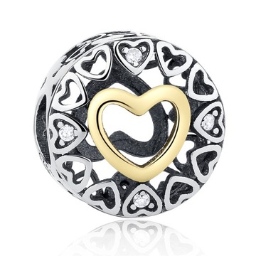 Zawieszka charms koralik serce srebro S925