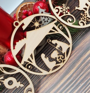 Деревянная безделушка. Набор из 3 шт. Рождественское украшение.