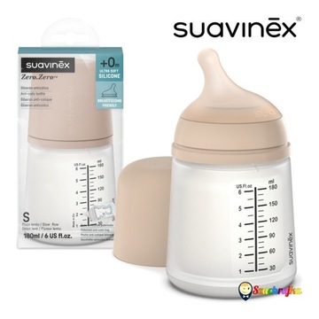 Suavinex Butelka antykolkowa Zero Zero 180ml silikon wolny przepływ 0m+