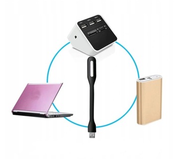 LAMPKA 6 LED NA USB POWER BANK DO LAPTOPA CZARNA