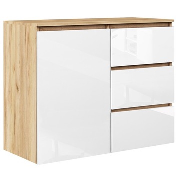 KOMODA DO POKOJU BIURA 90cm SZUFLADY PÓŁKA PŁYTA LAMINOWANA FRONTY POŁYSK
