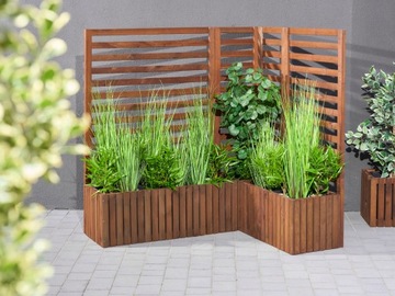 Большой деревянный садовый горшок высокий 140 см, вставка 3x18L Терраса садовый балкон