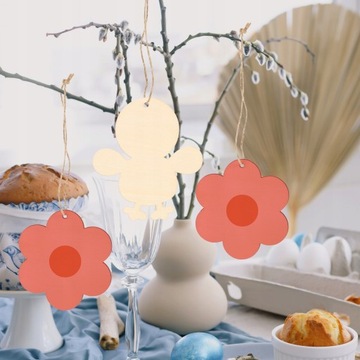 60pcs Easter Party Wood Chips Decors Wooden