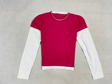 Tommy Hilfiger Longsleeve Dziecięcy Damski Różowy Logo Unikat Klasyk 7Y 8Y