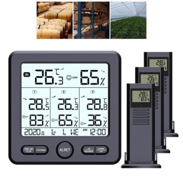 Černá LCD meteorologická stanice Pokojový teploměr Hodiny Vnitřní meteorologická stanice