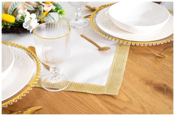 GOLD ecru GLAMOUR блестящая дорожка с цирконами 60х120 для стола или журнального столика