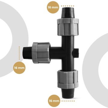 10x ТРОЙНИК 16x16x16 мм СОЕДИНИТЕЛЬ КАПЕЛЬНОЙ ЛЕНТЫ СОЕДИНИТЕЛЬ ШЛАНГА ДЛЯ ПОЛИВАНИЯ