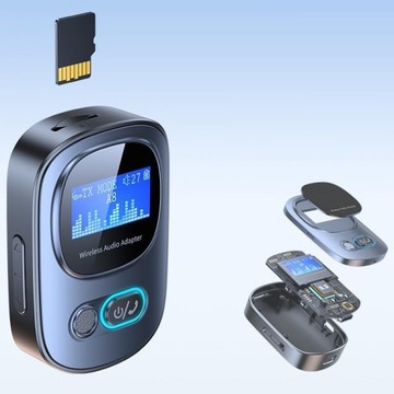 TRANSMITER ADAPTER BLUETOOTH ODBIORNIK NADAJNIK DŹWIĘKU USB C MINI-JACK AUX