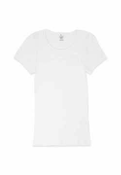 Damska biała koszulka z koronką, r. M