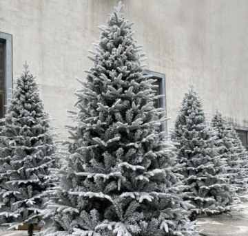 БЕЛАЯ ТОЛСТАЯ ИСКУССТВЕННАЯ НАСОСНАЯ ПЭ РОЖДЕСТВЕНСКАЯ ЕЛЬКА 180 см ЗА СНЕГОМ морозный снег