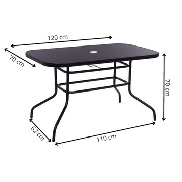 БОЛЬШОЙ СТЕКЛЯННЫЙ САДОВЫЙ СТОЛ 120x70см МЕБЕЛЬ ДЛЯ ТЕРРАСЫ ТЕРРАСА САД БАЛКОН