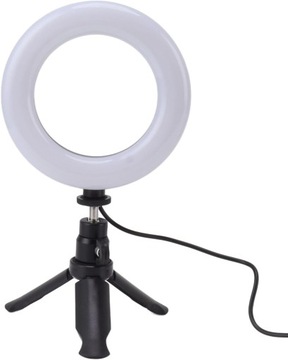 Lampa Pier?cieniowa do Selfie ze Statywem i Klipsem, 2500–7000 K