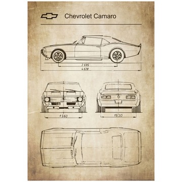Plakat Chevrolet Camaro Retro Patent Schemat