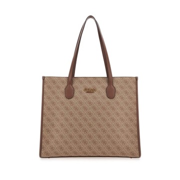 Guess Torba Damska Silvana Brązowa Tote Bag Elegancka Z Logo