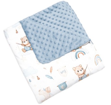 Kocyk MINKY Kołderka MIŚ MARZYCIEL 100x135 DWUSTRONNY Bawełna PREMIUM