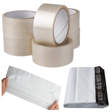 FOLIOPAKI Kurierskie KOPERTY 24,5x32,5cm 100 sztuk + TAŚMA KLEJĄCA 6 x 55 m