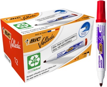 BIC ZESTAW CZERWONY VELLEDA MARKER SUCHOŚĆIERALNY DO TABLIC ALKOHOLOWE x12