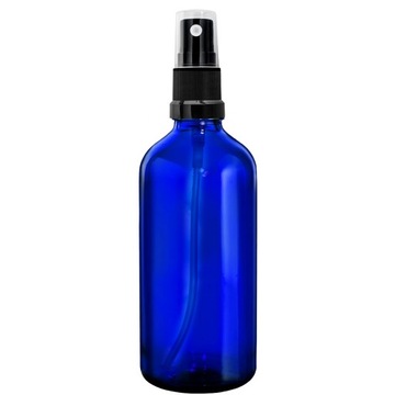 BUTELKA SZKLANA NIEBIESKA 100ML Z ATOMIZEREM CZARN