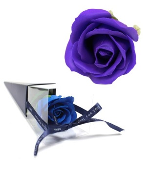 RÓŻA MYDLANA 40cm PACHNIE prezent w pudełku NIEBIESKA święta upominek box
