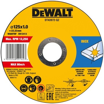 DEWALT Tarcza tnąca do metalu 125mm x 1mm DT43972