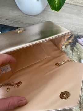 Szampańska WIECZOROWA wizytowa torebka KOPERTÓWKA SKÓRA EKO