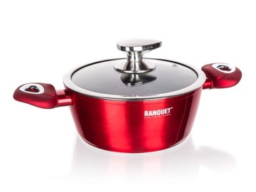 БАНКЕТНЫЕ ГОРШКИ Металлик КРАСНЫЕ набор кастрюль из 11 шт.