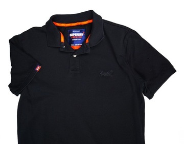 SUPERDRY SUPER FIRMOWA CZARNA KOSZULKA POLO - M