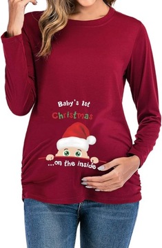 Bluzka damska Koszulka ciążowa z motywem świątecznym r.XL