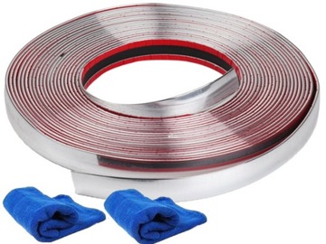 LISTWA SAMOPRZYLEPNA TAŚMA CHROM CHROMOWANA 15M