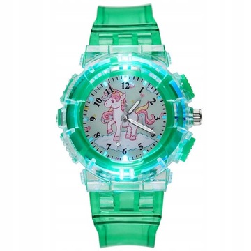 Fashion Cartoon Unicorn Flash Light Girls Watches
