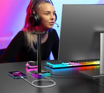 ПОДСТАВКА ДЛЯ ИГРОВЫХ НАУШНИКОВ С USB-СВЕТОДИОДОМ RGB