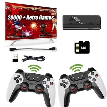 ТВ-ИГРА БЕСПРОВОДНАЯ КОНСОЛЬ 2 КОНТРОЛЛЕРА 64G 20000 ИГР 4K HDMI