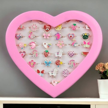 НАБОР КОЛЕЦ ДЛЯ ДЕВОЧКИ 36 МЕТАЛЛИЧЕСКИХ КОЛЬЦ