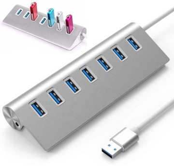 HUB 7w1 USB ROZGAŁĘŹNIK ROZDZIELACZ PORTÓW Adapter Replikator 7x USB 3.0