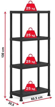 ПРОЧНАЯ ПЛАСТИКОВАЯ ПОЛКА 130х60,5х30,5 см; 100 кг; ХОРОШЕЕ КАЧЕСТВО